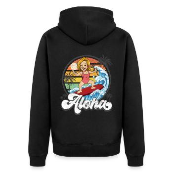 Aloha Hawaïen Hawaïen Surfeur Surf - Veste à capuche bio Premium Unisexe - noir - Dos - Nico (187cm)