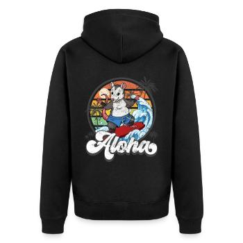 Aloha Hawaiian Hawaiian Surfer Surfing - Unisex Premium Organic Zip Hoodie - black - Back - Nico (187cm)
