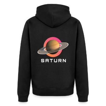Système solaire spatial de la planète Saturne - Veste à capuche bio Premium Unisexe - noir - Dos - Nico (187cm)