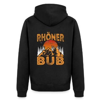 Region Rhön Rhöner Bub - Unisex Premium Bio Zip Hoodie - Schwarz - Hinten - Nico (187cm)