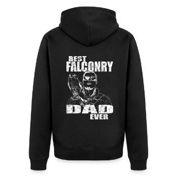 Falkner Wanderfalke Vintage Falknerei - Unisex Premium Bio Zip Hoodie - Schwarz - Hinten - Nico (187cm)