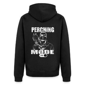 Falkner Wanderfalke Vintage Falknerei - Unisex Premium Bio Zip Hoodie - Schwarz - Hinten - Nico (187cm)