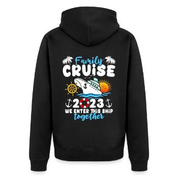 Kreuzfahrt 2023 Seereise - Unisex Premium Bio Zip Hoodie - Schwarz - Hinten - Nico (187cm)