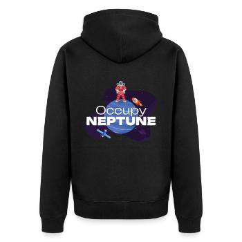 Neptune Occupy Planet Space - Unisex Premium Organic Zip Hoodie - black - Back - Nico (187cm)
