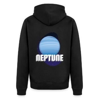 Neptun Planet Weltall - Unisex Premium Bio Zip Hoodie - Schwarz - Hinten - Nico (187cm)