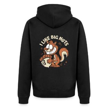 I Like Big Nuts Grauhörnchen Squirrel Eichhörnchen - Unisex Premium Bio Zip Hoodie - Schwarz - Hinten - Nico (187cm)