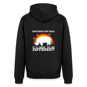 Licorne ou rhinocéros est la différence - Veste à capuche bio Premium Unisexe - noir - Dos - Nico (187cm)