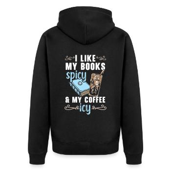 Buchliebhaber Bücherwurm Lesen Bibliothekarische Ausbildung - Unisex Premium Bio Zip Hoodie - Schwarz - Hinten - Nico (187cm)