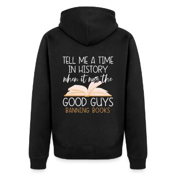Buchliebhaber Bücherwurm Lesen Bibliothekarische Ausbildung - Unisex Premium Bio Zip Hoodie - Schwarz - Hinten - Nico (187cm)