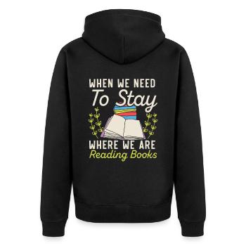 Buchliebhaber Bücherwurm Lesen Bibliothekarische Ausbildung - Unisex Premium Bio Zip Hoodie - Schwarz - Hinten - Nico (187cm)