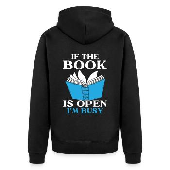 Buchliebhaber Bücherwurm Lesen Bibliothekarische Ausbildung - Unisex Premium Bio Zip Hoodie - Schwarz - Hinten - Nico (187cm)