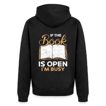 Buchliebhaber Bücherwurm Lesen Bibliothekarische Ausbildung - Unisex Premium Bio Zip Hoodie - Schwarz - Hinten - Nico (187cm)