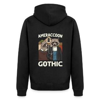 Art Lover Raccoon Animal Trash Panda - Unisex Premium Organic Zip Hoodie - black - Back - Nico (187cm)