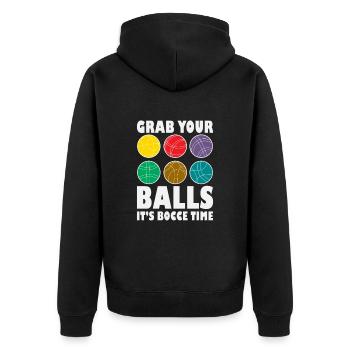 Bocciaspieler Lustiges Boccia - Unisex Premium Bio Zip Hoodie - Schwarz - Hinten - Nico (187cm)
