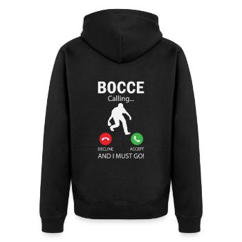 Bocciaspieler Lustiges Boccia - Unisex Premium Bio Zip Hoodie - Schwarz - Hinten - Nico (187cm)