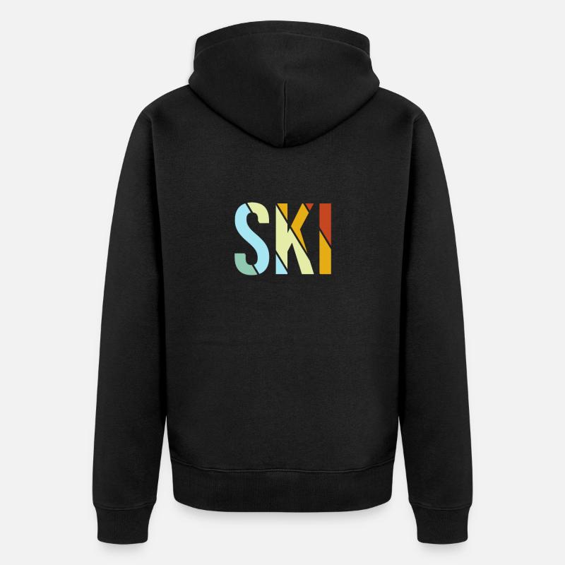 Ski Retro - Unisex Premium Bio Zip Hoodie - Schwarz