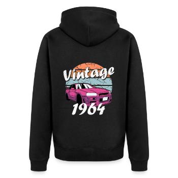 1964 Birthday Born in 1964 Retro Vintage - Unisex Premium Organic Zip Hoodie - black - Back - Nico (187cm)