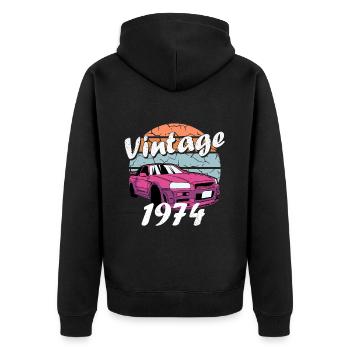 Class of 1974 Class of 1974 Anniversary - Unisex Premium Organic Zip Hoodie - black - Back - Nico (187cm)
