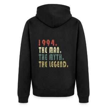 1994 Vintage Born Vintage Retro Birthday - Unisex Premium Organic Zip Hoodie - black - Back - Nico (187cm)