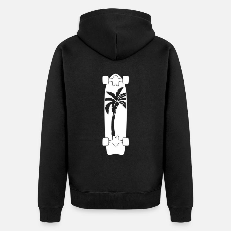 Longboard with palm tree longboarder - Unisex Premium Organic Zip Hoodie - black
