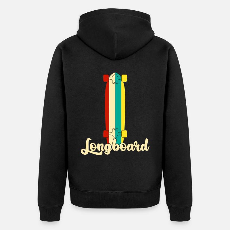 Longboard Longboarding Retro Longboarder - Veste à capuche bio Premium Unisexe - noir