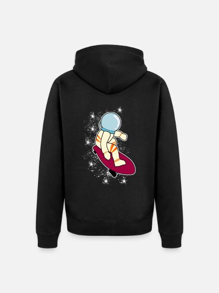 Longboarder Astronaut Longboard - Unisex Premium Organic Zip Hoodie - black