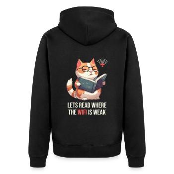 Book, Bookworm, Bookworm, Cat, Book Fairy - Unisex Premium Organic Zip Hoodie - black - Back - Nico (187cm)