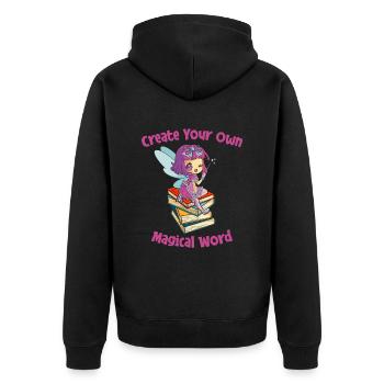 Book Bookworm Bookworm Magic Book Fairy - Unisex Premium Organic Zip Hoodie - black - Back - Nico (187cm)