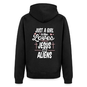 Christ Christianisme Humour Extraterrestre Jésus - Veste à capuche bio Premium Unisexe - noir - Dos - Nico (187cm)