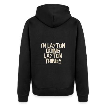 I'm Layton doing Layton things - Unisex Premium Organic Zip Hoodie - black - Back - Nico (187cm)