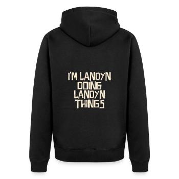 I'm Landyn doing Landyn things - Unisex Premium Organic Zip Hoodie - black - Back - Nico (187cm)