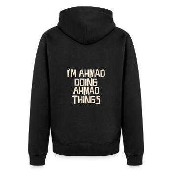 I'm Ahmad doing Ahmad things - Unisex Premium Bio Zip Hoodie - Schwarz - Hinten - Nico (187cm)