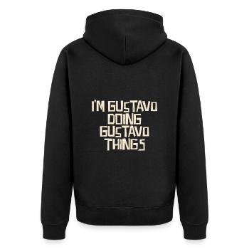 I'm Gustavo doing Gustavo things - Unisex Premium Organic Zip Hoodie - black - Back - Nico (187cm)