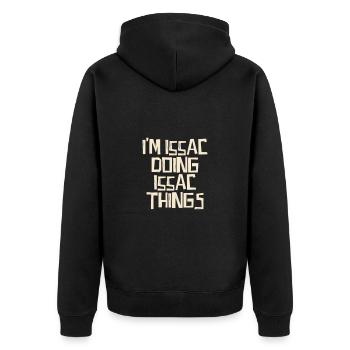 Je suis Issac en train de faire des choses Issac - Veste à capuche bio Premium Unisexe - noir - Dos - Nico (187cm)