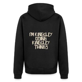 Je suis Kingsley en train de faire des choses Kingsley - Veste à capuche bio Premium Unisexe - noir - Dos - Nico (187cm)