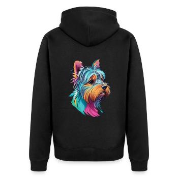 Welpe Yorkie Yorkshire Terrier Hund Hundeliebhaber - Unisex Premium Bio Zip Hoodie - Schwarz - Hinten - Nico (187cm)