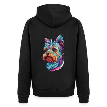 Dog Yorkshire Terrier Dogs Art Pet Yorkie - Unisex Premium Organic Zip Hoodie - black - Back - Nico (187cm)