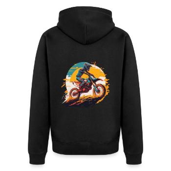 Motocross Motorcycle Bike Motorsport Biker Freestyle - Unisex Premium Organic Zip Hoodie - black - Back - Nico (187cm)