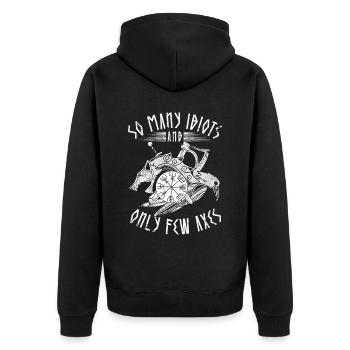 Coastal Viking so many idiots and only few axes - Unisex Premium Organic Zip Hoodie - black - Back - Nico (187cm)