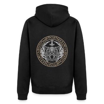 Fenris Wolf Vikings Nœuds celtiques Fenrir Runes - Veste à capuche bio Premium Unisexe - noir - Dos - Nico (187cm)