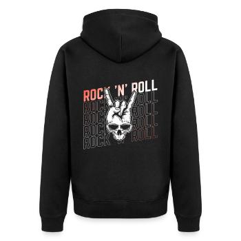 Rock 'n' Roll Musik, Tanzen, Konzert, Festival - Unisex Premium Bio Zip Hoodie - Schwarz - Hinten - Nico (187cm)