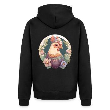 Cottagecore Mignon animal de compagnie Poulet Animal de ferme - Veste à capuche bio Premium Unisexe - noir - Dos - Nico (187cm)