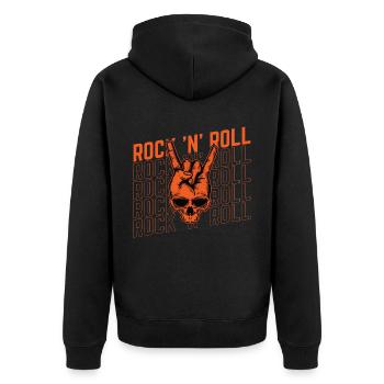 Rock 'n' Roll Musik, Tanzen, Konzert, Festival - Unisex Premium Bio Zip Hoodie - Schwarz - Hinten - Nico (187cm)