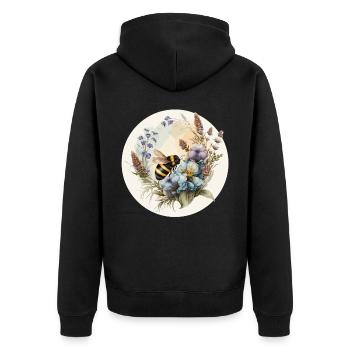 Cute Cottagecore Botanic Wildflower Bumblebee Wate - Unisex Premium Organic Zip Hoodie - black - Back - Nico (187cm)