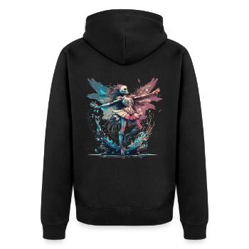 Watercolor Skeleton Fairy Gothic Fairycore Grunge - Unisex Premium Organic Zip Hoodie - black - Back - Nico (187cm)