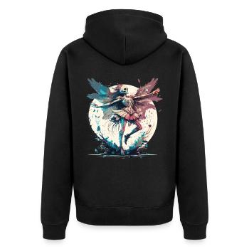 Watercolor Skeleton Fairy Gothic Fairycore Grunge - Unisex Premium Organic Zip Hoodie - black - Back - Nico (187cm)