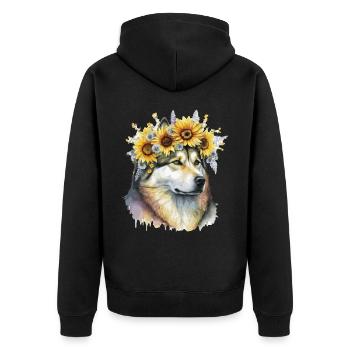 Mignon Alaskan Malamute Sunflower Dog Breed Pet Pupp - Veste à capuche bio Premium Unisexe - noir - Dos - Nico (187cm)