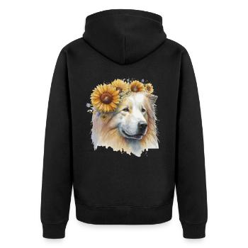 Mignon Samoyède Tournesol Chien Race Pet Chiot - Veste à capuche bio Premium Unisexe - noir - Dos - Nico (187cm)