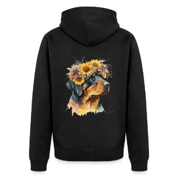 Mignon Rottweiler Sunflower Dog Breed Pet Puppy - Veste à capuche bio Premium Unisexe - noir - Dos - Nico (187cm)