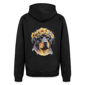 Mignon Rottweiler Sunflower Dog Breed Pet Puppy - Veste à capuche bio Premium Unisexe - noir - Dos - Nico (187cm)